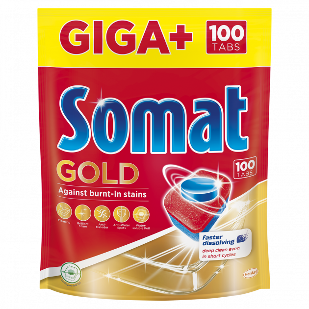 Таблетки для миття посуду в посудомийних машинах SOMAT Gold 100шт.